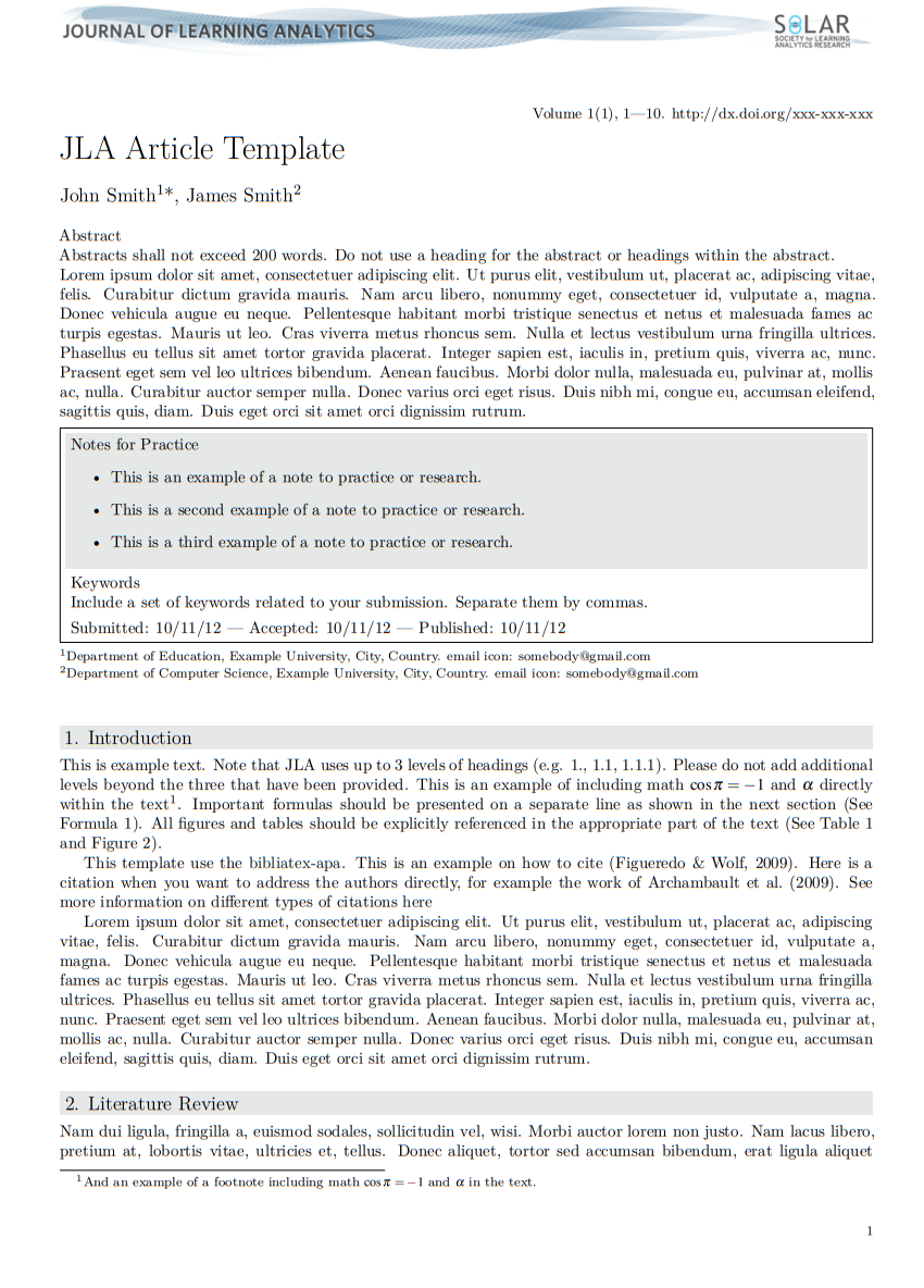 Journal of Learning Analytics Template