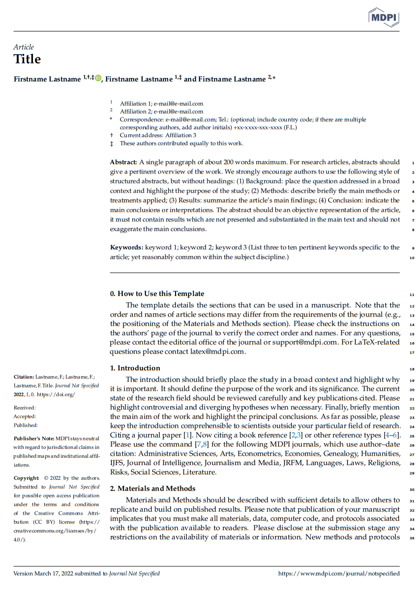 MDPI Article Template