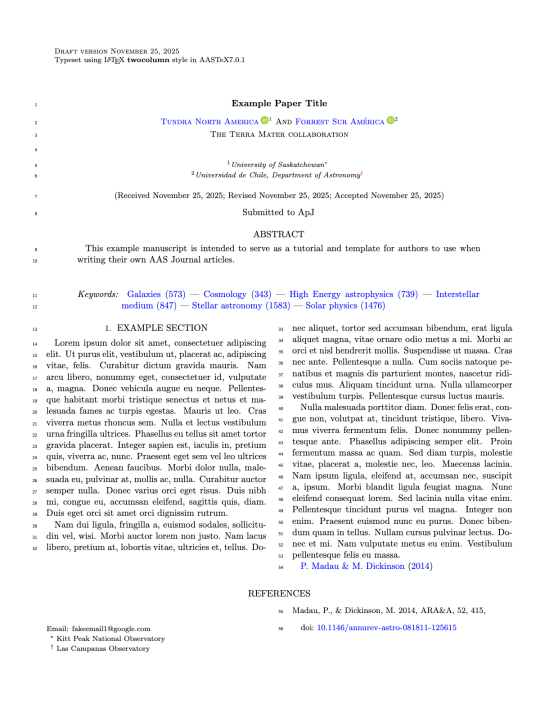 The American Astronomical Society LaTeX (AASTeX) Template v7.0.1 (May 2025)