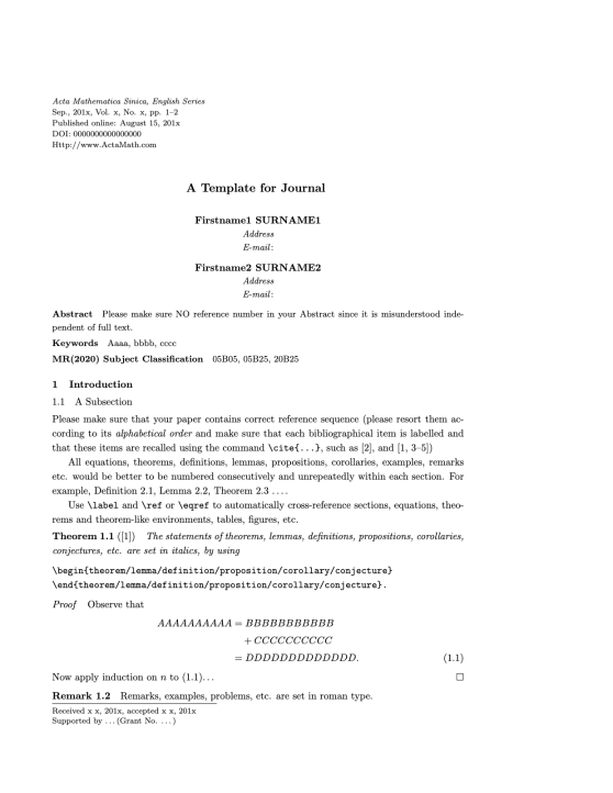 数学学报英文版