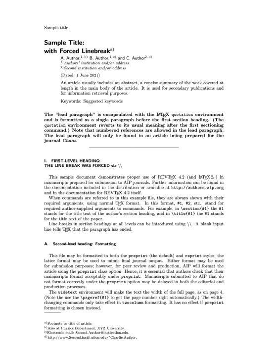 Template for Submission to AIP Publishing Journals