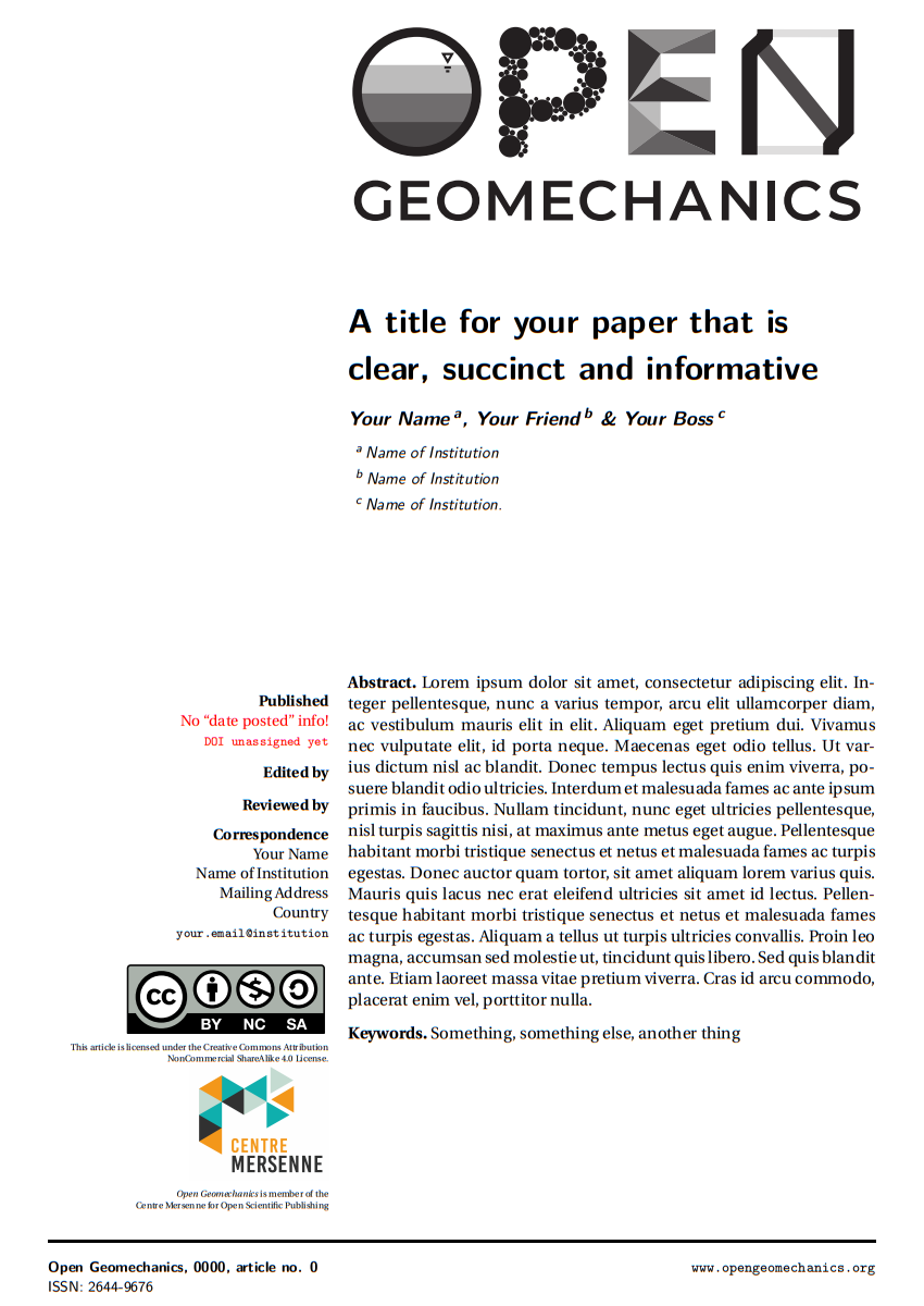 Open Geomechanics Template