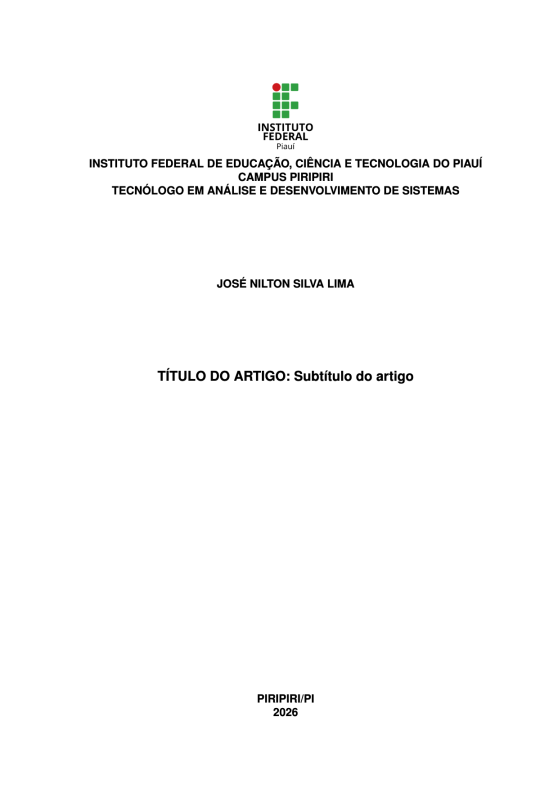 Modelo de Artigo Acadêmico - IFPI