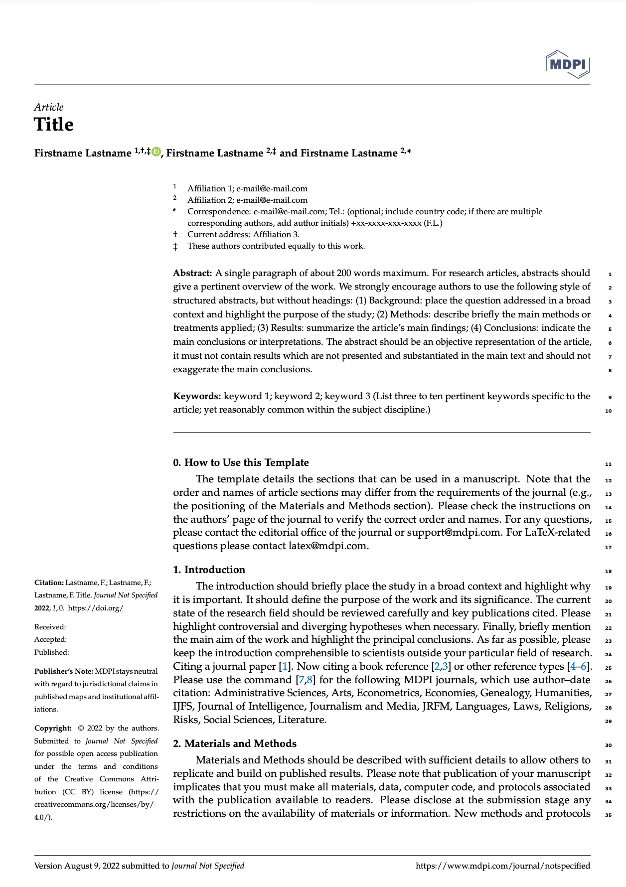 MDPI Template