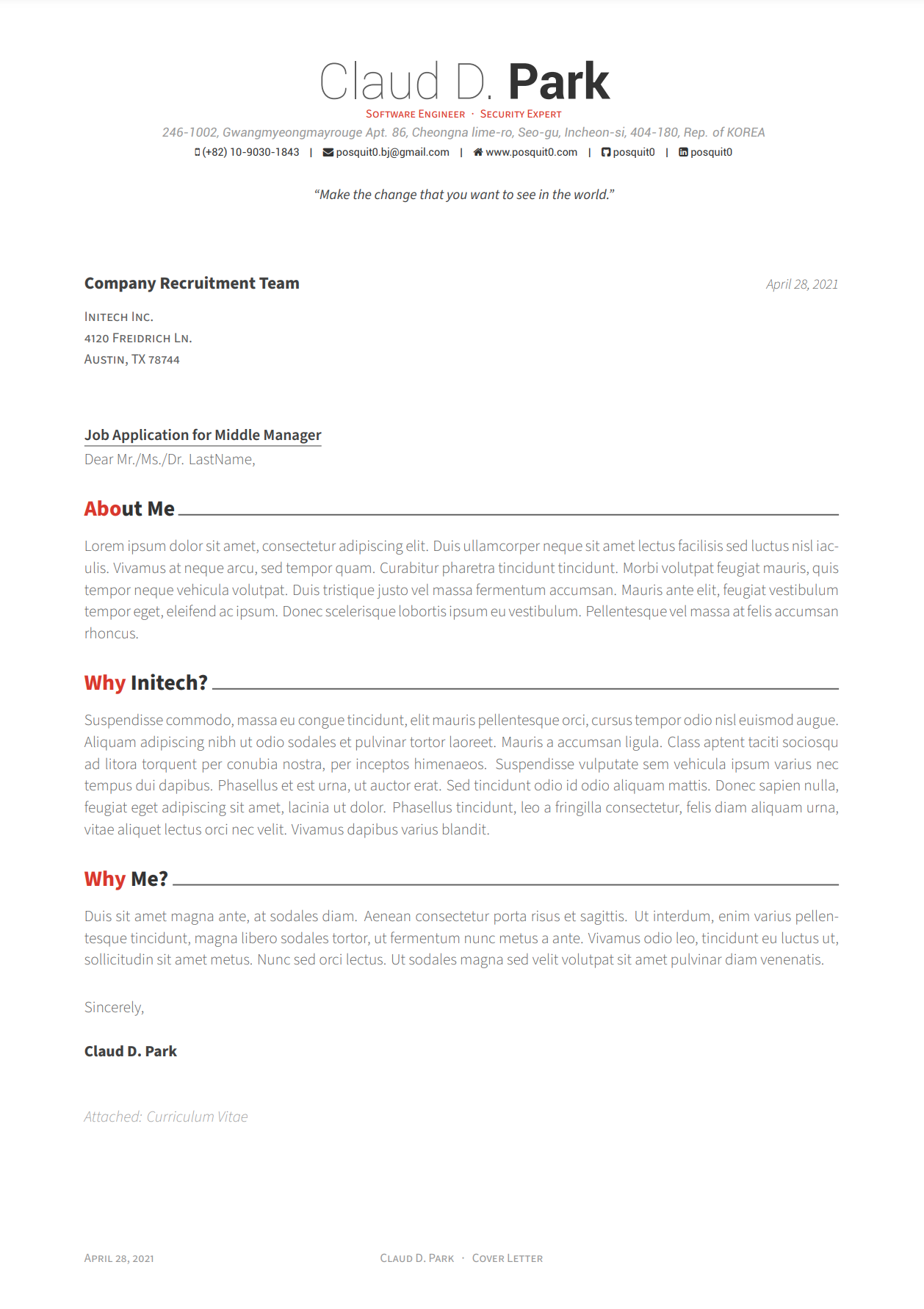 Awesome Resume/CV and Cover Letter