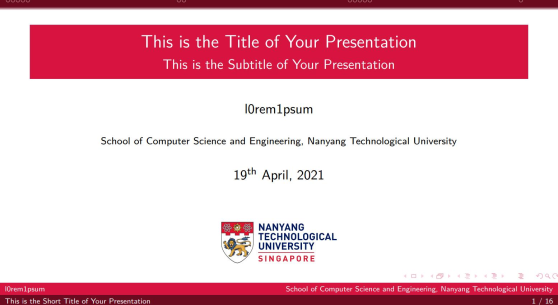 南洋理工大学 beamer 模板