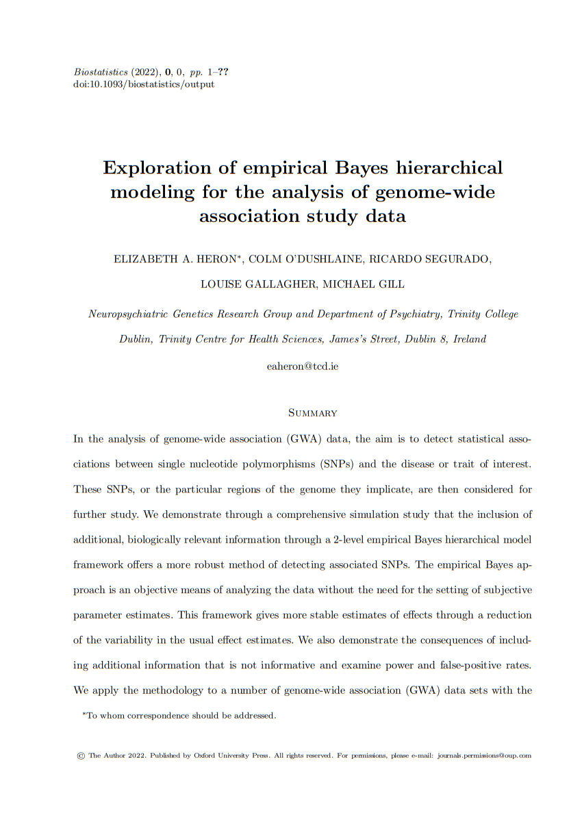 Template for Biostatistics Journal