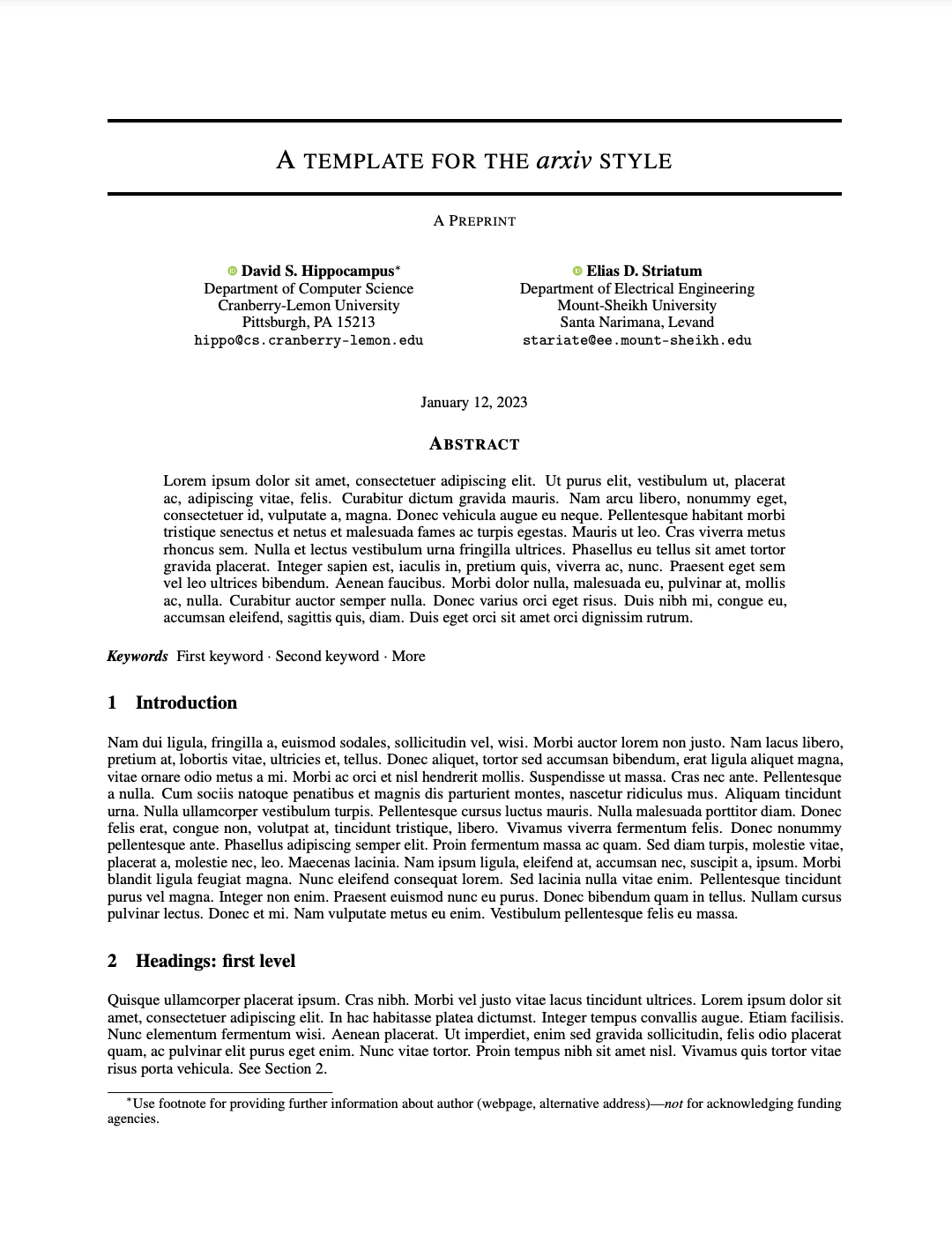 A template for the arxiv style