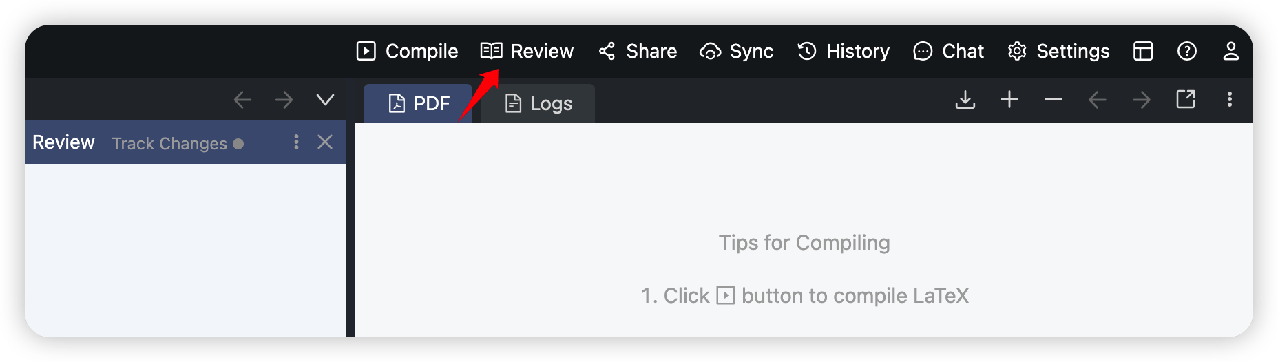 Open the Review panel