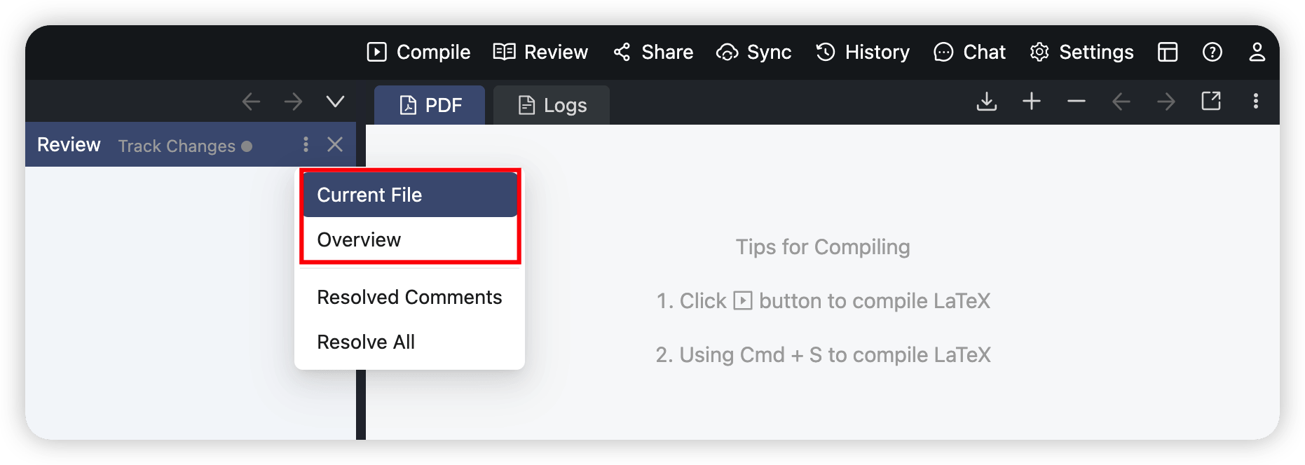 Change the review scope