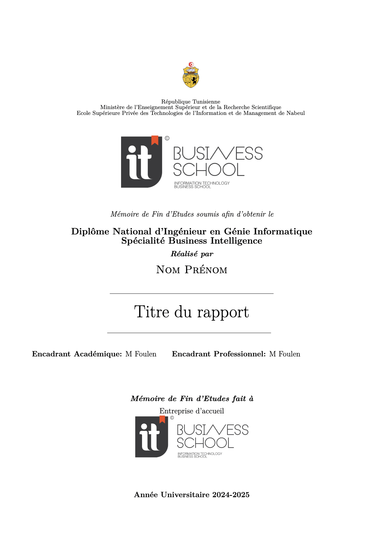 LaTeX Memoire Template - IT Business School 2026